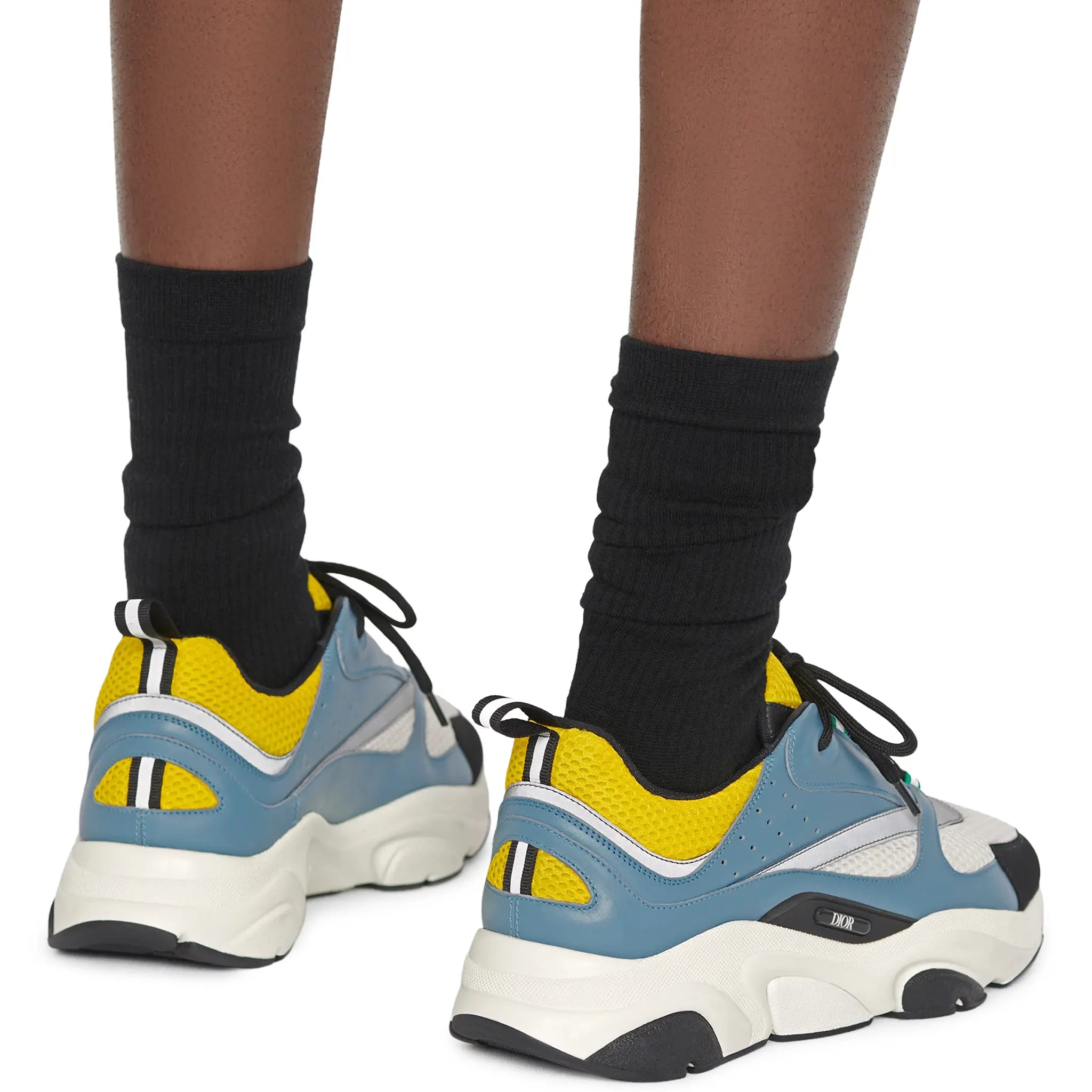 Model Back Side View of Dior B22 Blue Yellow Trainer 3SN231ZCQ_H561